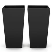VEVOR Tall Planters Set of 2, 30 Inch Large Outdoor Taper Planters for Outdoor Indoor Plants, Front Porch Plastic Modern Flower Pots with Casters, Inner Pot & D