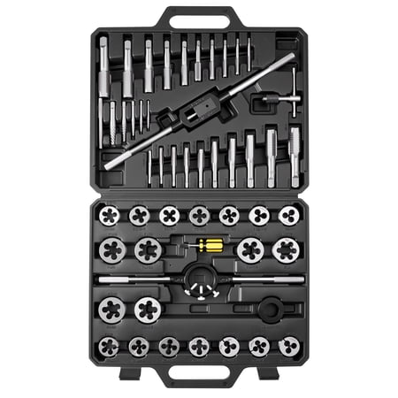 VEVOR Tap and Die Set, 51-Piece Metric Sizes M6 to M24, with Coarse and Fine Thread Taps and Dies, Wrench, Carrying Case and Complete Accessories, Bearing Steel, for Threading and Rethreading Threads