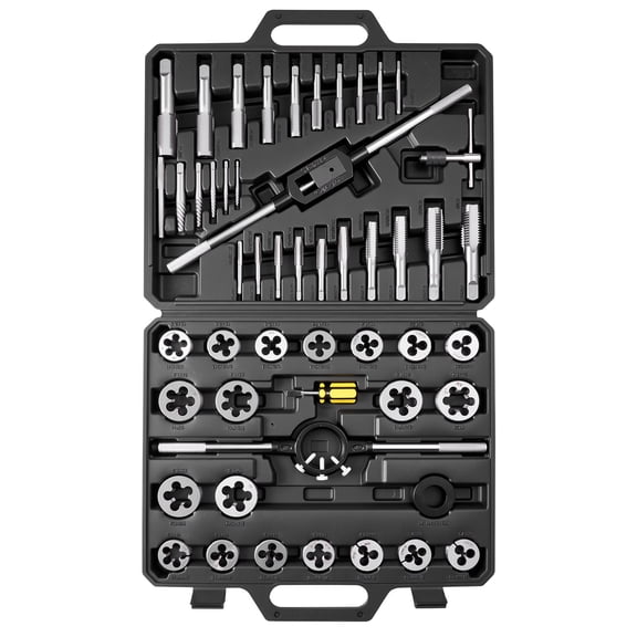 VEVOR Tap and Die Set, 51-Piece Metric Sizes M6 to M24, with Coarse and Fine Thread Taps and Dies, Wrench, Carrying Case and Complete Accessories, Bearing Steel, for Threading and Rethreading Threads
