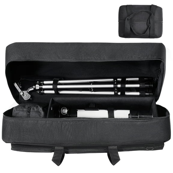 VEVOR Telescope Case, 30”, Telescope Storage Bag with Fixed Buckles, Multi-Pocket & Detachable Divider, Shock-Absorbent Telescope Travel Carrying Case for Optical Tube & Tripod, Counterweight Pocket