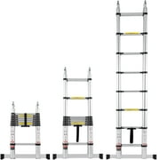 VEVOR Telescoping Ladder, 16.5FT A-Shape Aluminum Extension Ladder Lightweight, Multi-button Retraction Collapsible Ladder, 375 LBS Capacity w/ Stabilizer Bar, Multi-Purpose Ladders for RV, Camper