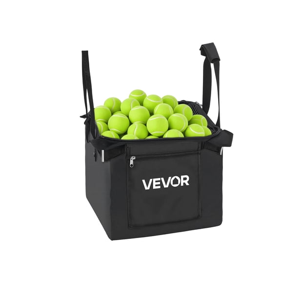 VEVOR Tennis Ball Hopper, Holds 120 Tennis Balls, Foldable Pickleball Basket Cart with Wheels for Easy Pick Up, Lightweight Aluminum Alloy, Portable Pickleball Caddy with Storage Bag, for Training