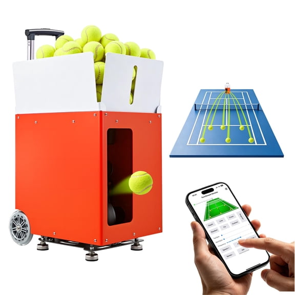 VEVOR Tennis Ball Machine,4H Runtimeand110 Ball Capacity Auto Ball Launcher, for Beginners and Pro Practice Training, with App Remote Control,Spin Control, 20 Training Modes, and Speeds up to 75MPH