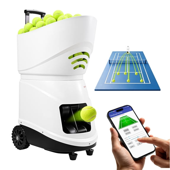 VEVOR Tennis Ball Machine,4H Runtimeand150 Ball Capacity Auto Ball Launcher, for Beginners and Pro Practice Training, with App Remote Control, Spin Control, 3 Training Modes, and Speeds up to 80MPH