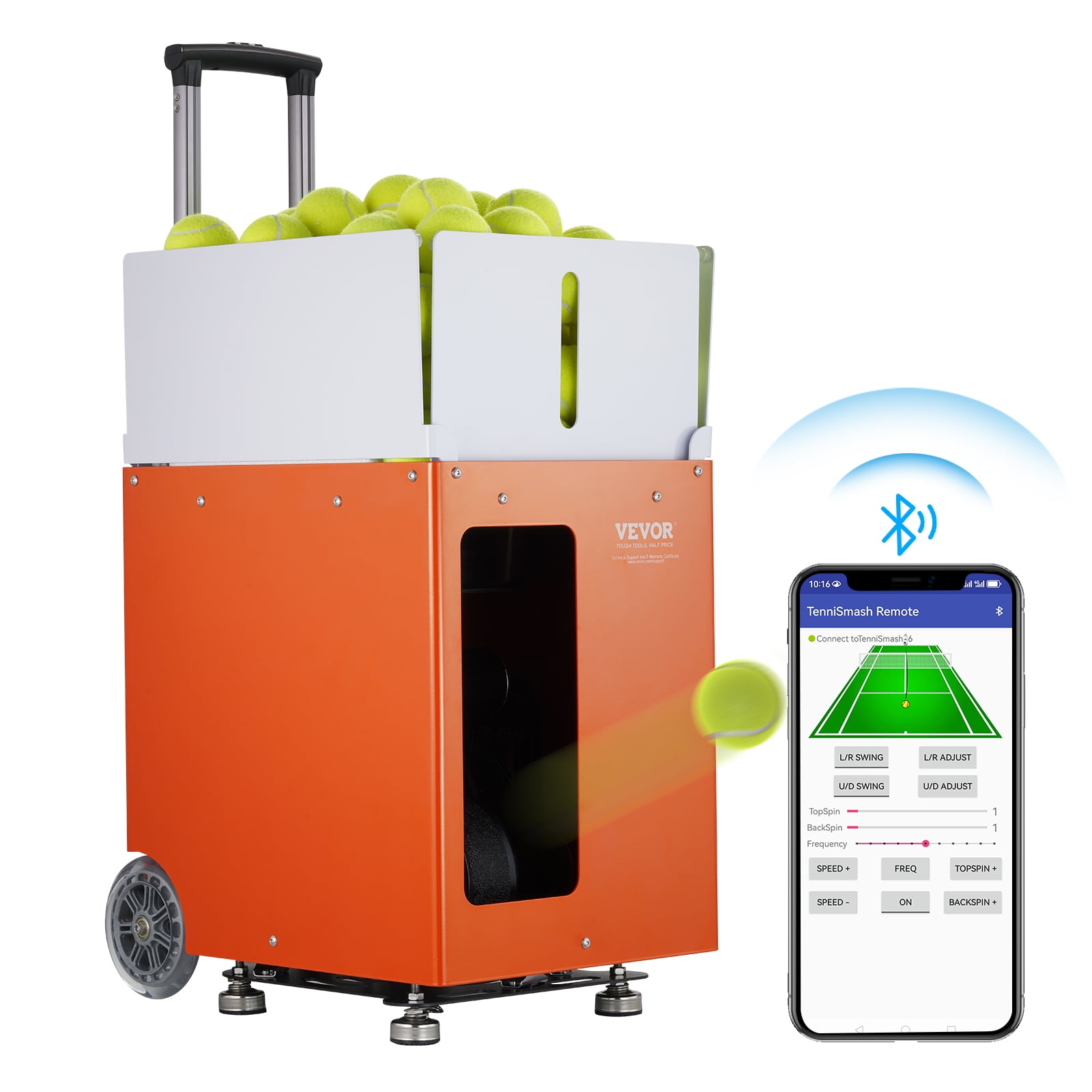 VEVOR Tennis Ball Machine, Automatic Portable Tennis Ball Launcher, 100 ...