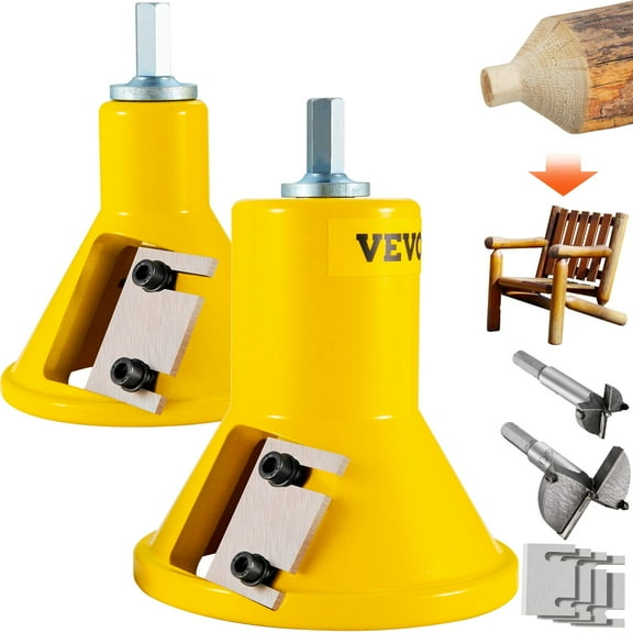 VEVOR Tenon Cutter, 1"/25.4mm & 2"/50.8mm Diameter, with Dual Straight Blades & Button Screws Home Master Kit,Premium Aluminum & Steel Log Furniture Cutter,Commercial Beginner’s Tool for Home DIY