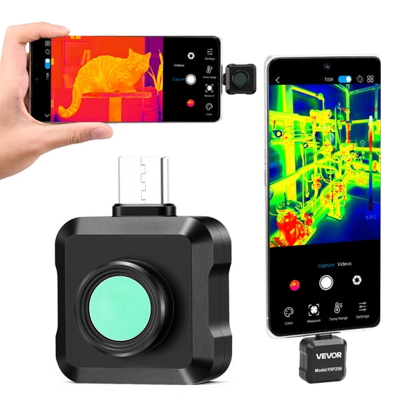 VEVOR Thermal Imaging Camera for Android, 512 x 384 TISR Super Resolution, 25HZ Refresh Rate Infrared Thermal Imager for Smartphone Tablet, 256 x 192 IR Resolution, -4F to 1022F & 15 Color Palettes
