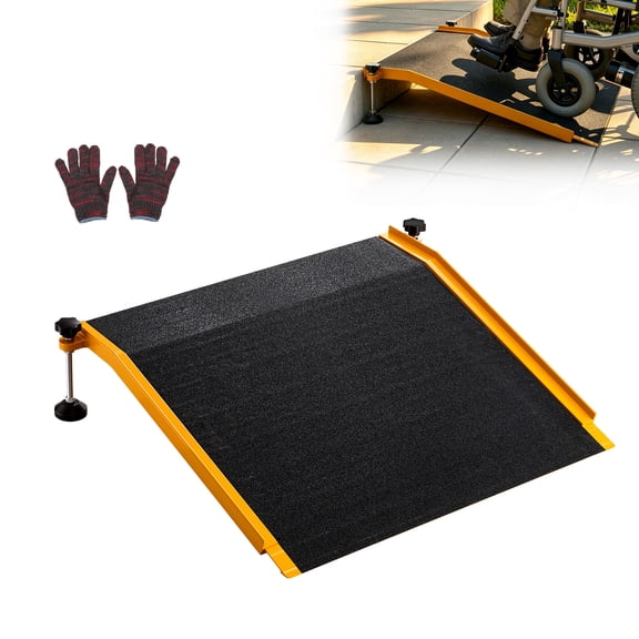 VEVOR Threshold Ramp for Doorways, 26.4 x 31.9 in, Platform Aluminum Wheelchair Ramp with Adjustable Height, Non-Slip Door Threshold Ramps, 400 lbs Load Capacity, for Home Steps, Wheelchairs, Walkers