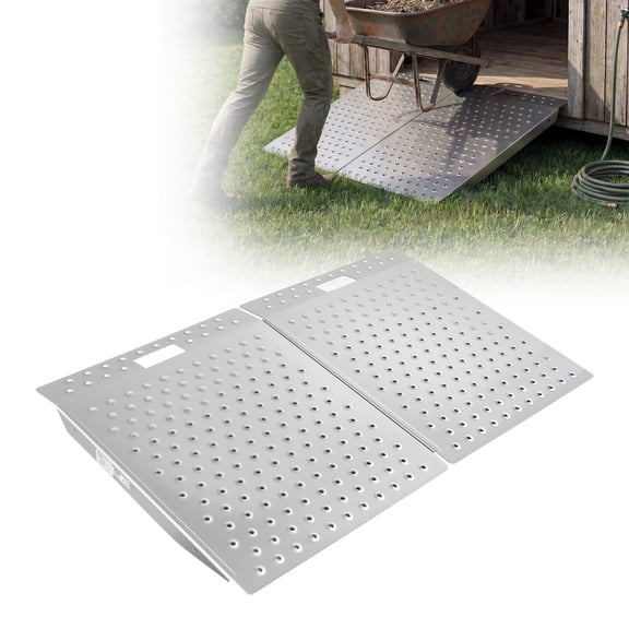 VEVOR Threshold Ramp for Doorways, 29.5 x 24.3 in, Platform Aluminum Wheelchair Ramp, Non-Slip Door Threshold Ramps, 750 lbs Load Capacity, for Home Steps, Curbs, Wheelchairs, Walkers, Scooter, Carts