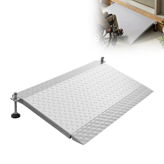 VEVOR Threshold Ramp for Doorways, 42.5 x 23.2 in, Platform Aluminum Wheelchair Ramp with Adjustable Height, Non-Slip Door Threshold Ramps, 1000 lbs Capacity, for Home Steps, Wheelchairs, Walkers