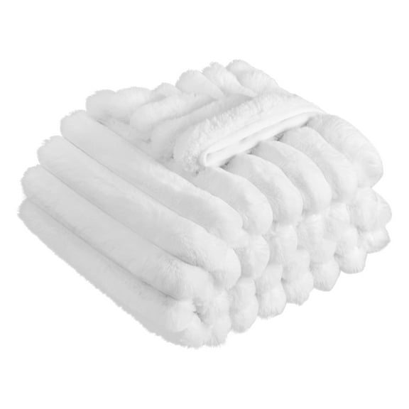 VEVOR Throw Blanket, 50 x 60 Inches / 1270 x 1524 mm, Faux Fur Cozy Throw Blankets, Cute Small Fuzzy Throws, Lightweight Super Soft Bed Blanket, Ideal for Couch, Sofa, Bedroom, White