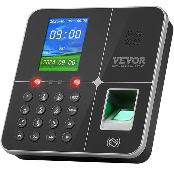 VEVOR Time Clocks for Employees Small Business with Face, Fingerprint, RFID and PIN Punching in One, Biometric Time Clock with 5 RFID Cards & USB Drive, Automatic Punch In/Out, No Monthly Fees