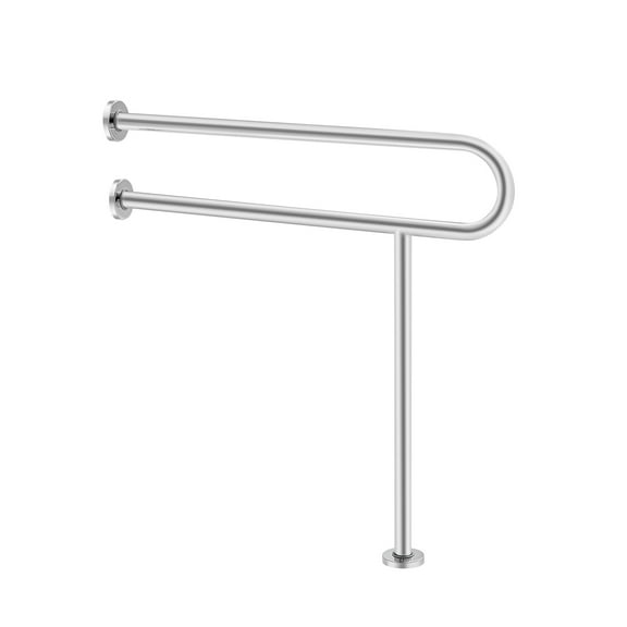 VEVOR Toilet Safety Rail, 31.5 Inch U-Shaped Handicap Grab Bar,304 Stainless Steel Senior Safety Pole, Toilet Grab Bars with Anti-Slip Handle, 300 Lbs Load Capacity Security Handrail with Support Leg