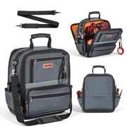 VEVOR Tool Bag, 13.2 Inch, 34-Pocket Portable Large Tool Box Organizer Storage, Carry Toolbox with Hard Plastic Base, Large Zipper, Adjustable Shoulder Strap, for Men Women Dad Husband Fathers Day