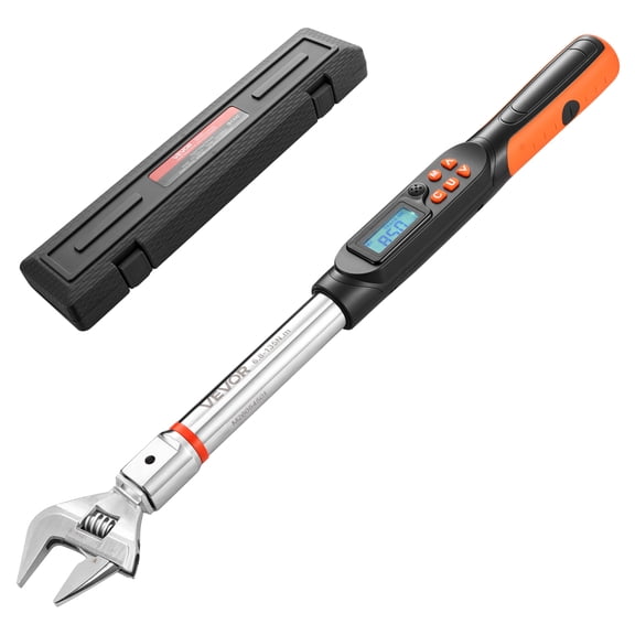 VEVOR Torque Wrench 0-1.5 in Adjustable Jaw Opening Digital Torque Wrench, Open-End Jaw, 4 Display Units, 2% Accuracy, LCD Screen, with Buzzer and LED Indicator, for Pipe and Automotive Repair