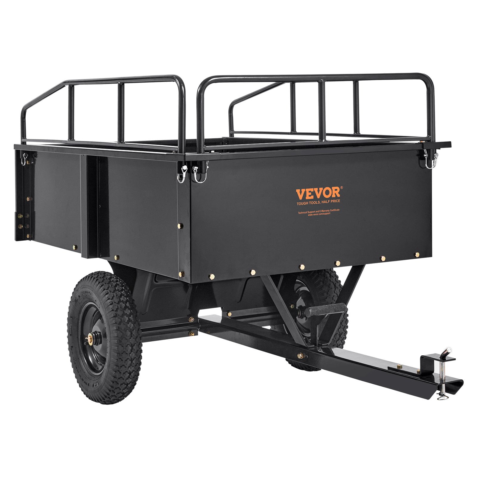 VEVOR Black Steel Heavy Duty Utility Dump Cart with Removable Sides