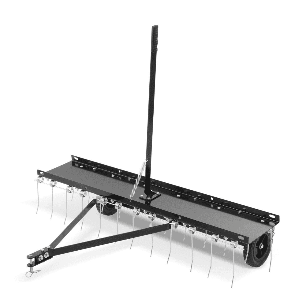 Dethatcher Power Rake Spring Tooth VEVOR Tow Behind Dethatcher 48-inch Tow Dethatcher with 24 Spring Steel ...