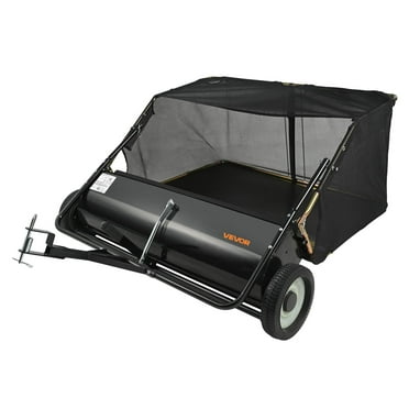 VEVOR Tow Behind Lawn Sweeper, 44 in Pull Behind Lawn Sweeper, 25 Cu. ft Large Capacity Leaf & Grass Collector, Heavy Duty Garden Sweeper with Adjustable Sweeping Height for Yard, Lawn, Farm