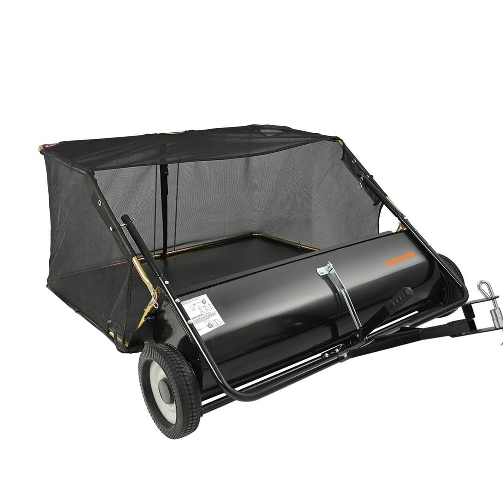 Tow Behind Lawn Sweeper, 50 in Pull Behind Lawn Sweeper, 26 cu. ft Large Capacity Leaf & Grass Collector, Heavy Duty Garden Sweeper with Adjustable Sweeping Height for Yard, Lawn, Farm