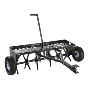 VEVOR Tow Behind Plug Aerator, 40 in Lawn Core Aerator Tool Universal Hitch, 120lbs Weight Capacity, Heavy Duty & Rust-Resistant, Pull Behind Spike Aerators with Tray for Farmland & Garden Tractors