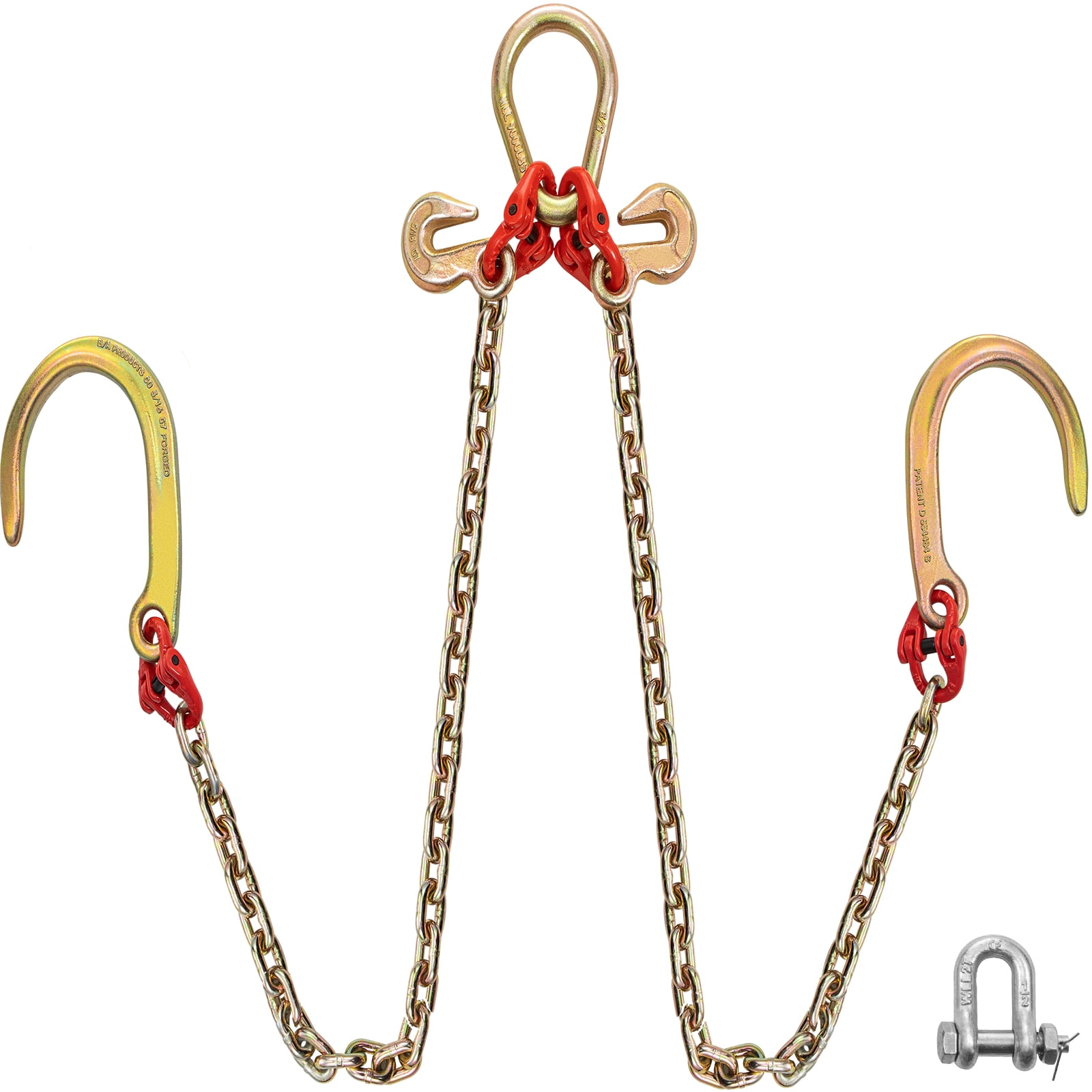 VEVOR Tow Chain Bridle with 8in J Hooks, V Bridle Chain 5/16in x 2ft