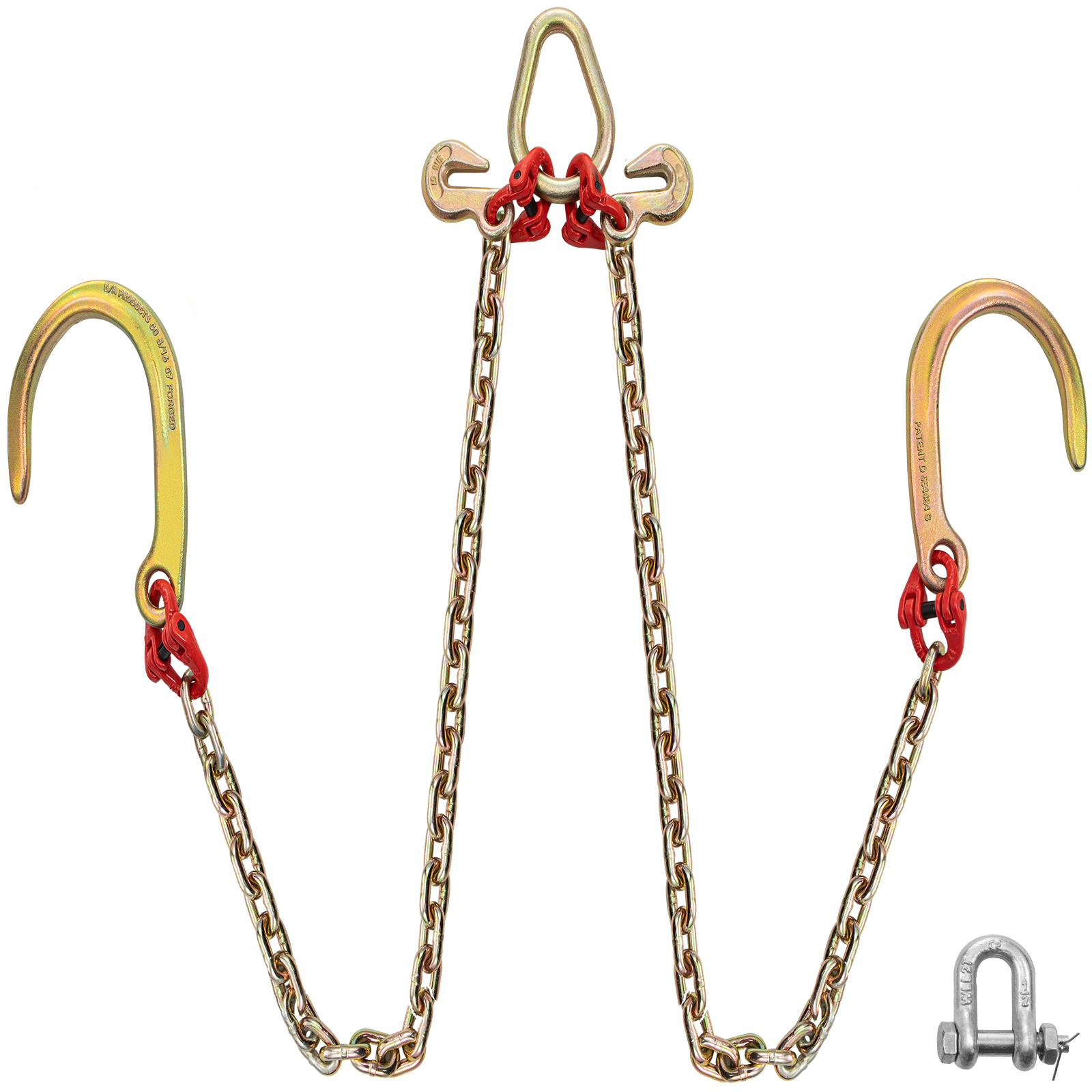 VEVOR Tow Chain Bridle with 8in J Hooks, V Bridle Chain 5/16in x 3ft