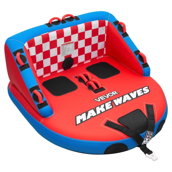 VEVOR Towable Tubes for Boating, 2-Rider Inflatable Towable Tube for Boat to Pull, 340 lbs Capacity Water Sports Boating Tubes - with Full Nylon Cover, Dual Tow Points, Safety Valve & Padded Handles