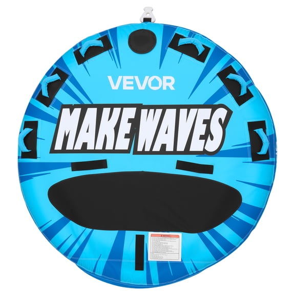 VEVOR Towable Tubes for Boating, 3-Rider Inflatable Boat Tubes and Towables, 510lbs Capacity Water Sport Tube for Boat to Pull - with Anti-Slip Pad, Full Nylon Cover, Padded Handles & Safety Valve