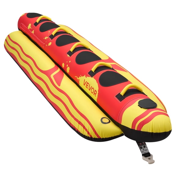 VEVOR Towable Tubes for Boating, 5 Riders Inflatable Boat Tubes and Towables, 850 lbs Capacity Water Sport Tube for Boat to Pull - with Full Nylon Cover, Padded Grip Handles & Safety Valve
