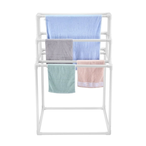 VEVOR Towel Rack, 8 Bars Outdoor PVC Towel Holder, Freestanding Pool Towel Hanger Stand Next to Hot Tub, Outdoor Indoor Quilt Drying Rack Organizer, I