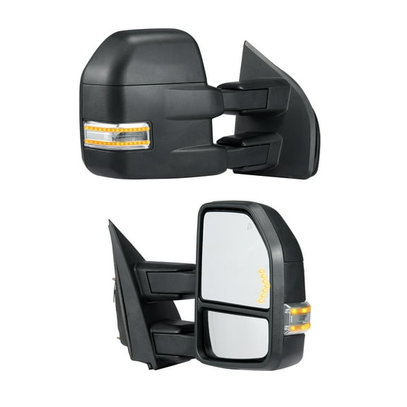 VEVOR Towing Mirrors,Left & Right Pair Set for 2015-2018 Ford F150, Power Heated with Signal Light & Puddle Light,Plane & Convex Glass, Manual Controlling Telescoping Folding, Heating Defrost,Black