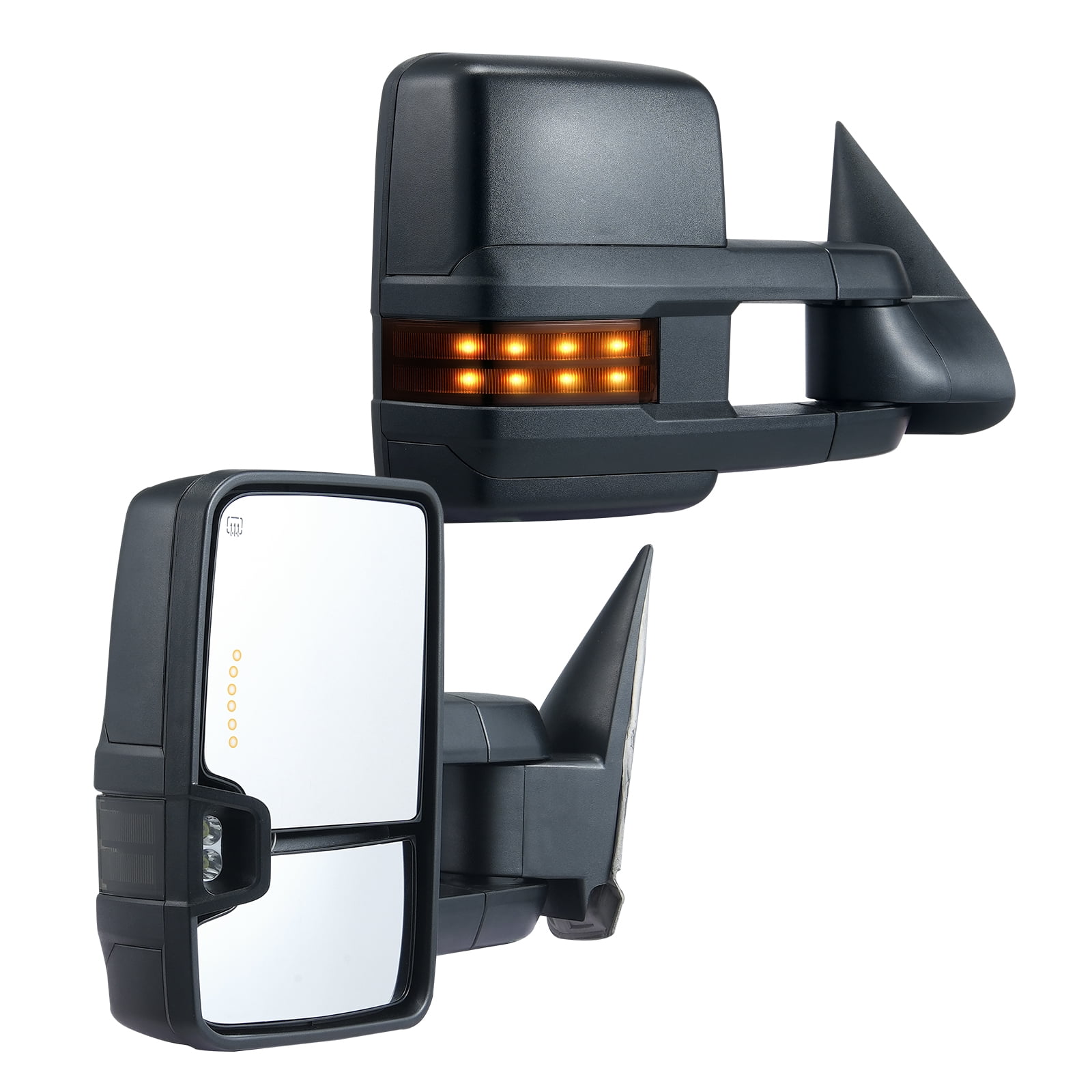 Pair Left+Right Side Tow Mirror Black for 19-25 Chevy Silverado/Sierra