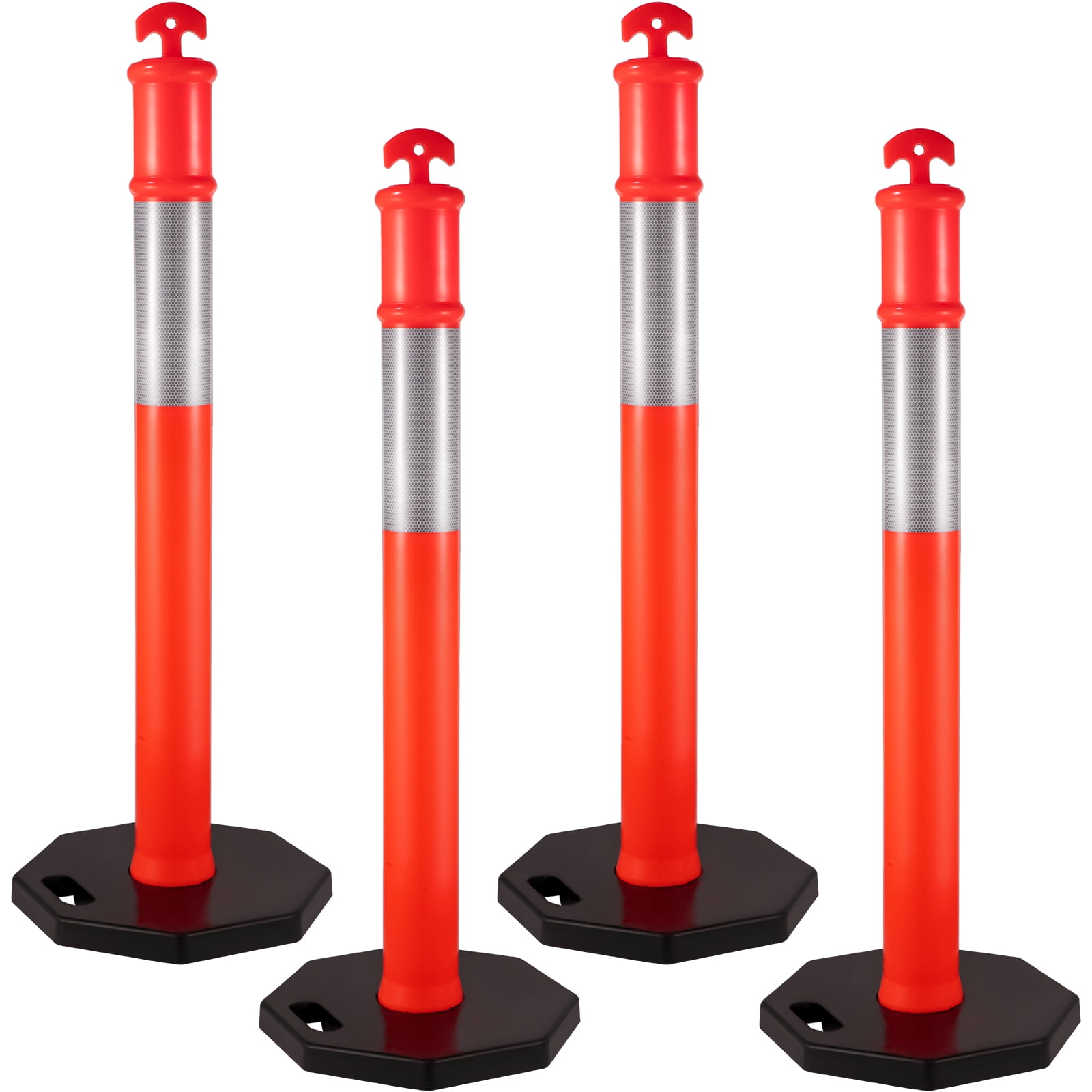 VEVOR Traffic Delineator Posts 44 inch Height 4pcs, PE Delineator Post