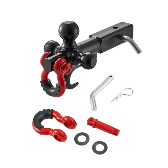 VEVOR Trailer Hitch, Tri-Ball Mount with Hook & D-ring, Trailer Ball Size 1-7/8", 2" & 2-5/16", Fit 2-Inch Hitch Receiver, Max 44000 lbs Ball Hitch, Towing Hitch for RVs, SUVs, ATVs, and Trucks