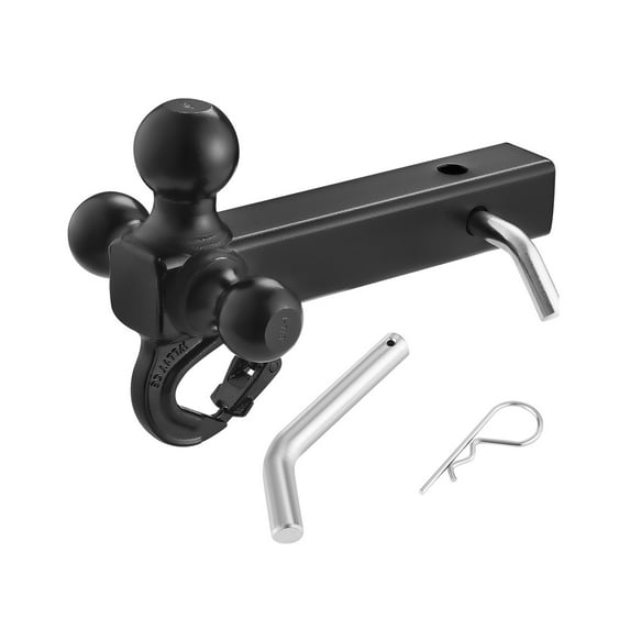 VEVOR Trailer Hitch, Tri-Ball Mount with Hook & Pin, Trailer Ball Size 1-7/8", 2" and 2-5/16", Fit 2-Inch Hitch Receiver, Max 10,000 lbs Ball Hitch, Towing Hitch for RVs,SUVs,ATVs,and Trucks,Black