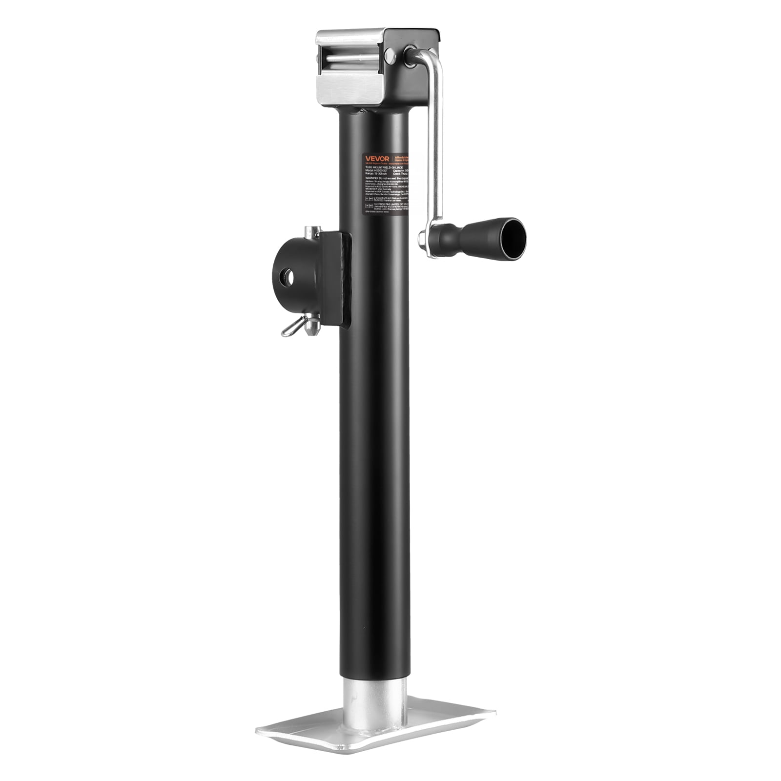 VEVOR Trailer Jack, 5000 lbs Dynamic Load Capacity, Weld-on Pipe-Mount Swivel Trailer Jack with Ergonomic Handle, 15-inch Vertical Travel, Suitable for RV, Horse, Utility, Camping and Yacht Trailers