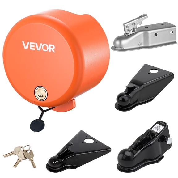 VEVOR Trailer Lock, Fits 1-7/8, 2 & 2-5/16-Inch StraightTongueBallCouplers, Heavy Duty Hitch Lock with 4 Keys Secures Security Chains, Anti-Theft RV Trailer Locks for RV, Trailer, Boat