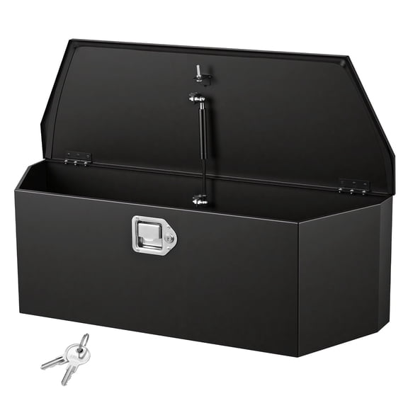 VEVOR Trailer Tongue Box, 36" x 12.3" x 12" Steel Trailer Tongue Tool Box, Heavy Duty Storage Organizer with Lock and Keys, Utility Tool Chest for Pickup Truck Bed, RV, SUV, Off-Road Vehicle, Black