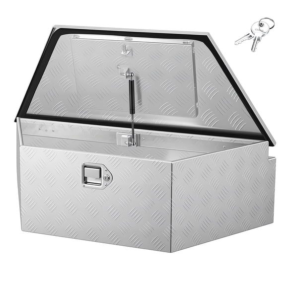 VEVOR Trailer Tongue Box, 39" x 16.5" x 12" Aluminum Trailer Tongue Tool Box, Heavy Duty Storage Organizer with Lock & Keys, Utility Tool Chest for Pickup Truck Bed, RV, SUV, Off-Road Vehicle, Silver