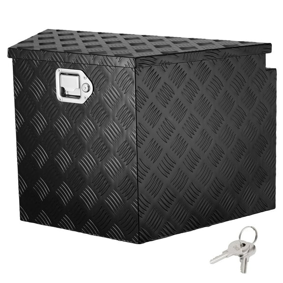 VEVOR Trailer Tongue Box,Aluminum Alloy Diamond Plate Tongue Box Tool Chest, Heavy Duty Trailer Box Storage with Lock and Keys, Utility Trailer Tongue Box for Pickup Truck, RV, Trailer, 29"x16.2"x18"