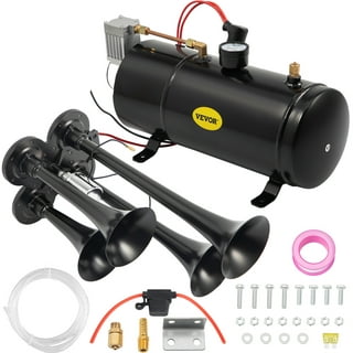 Vixen Horns Loud 2/Dual Trumpet Train Air Horn with Two Compressor Full  Complete System/Kit Chrome 12V VXH2112C