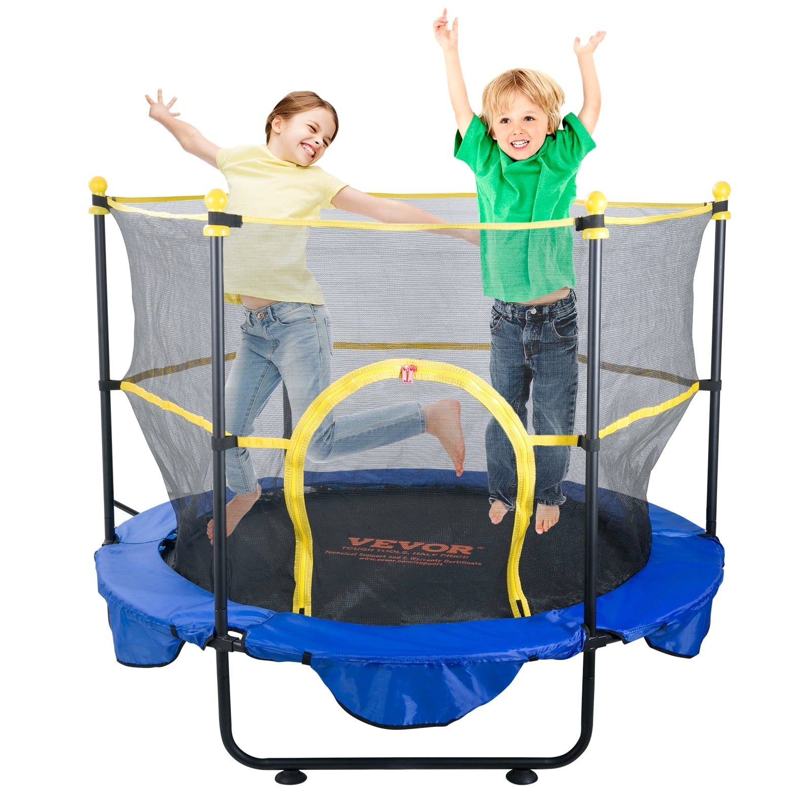 VEVOR 5ft Kids' Trampoline with Safety Enclosure and Basketball Hoop