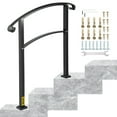 thumbnail image 1 of VEVOR Transitional Handrail Fits 1 or 3 Steps Matte Black Stair Rail Wrought Iron Handrail with Installation Kit Hand Rails for Outdoor Steps, 1 of 10