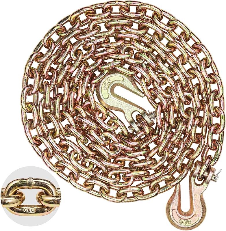 VEVOR Transport Binder Chain, 5/16''x20' Tow Chain with Grab Hooks ...