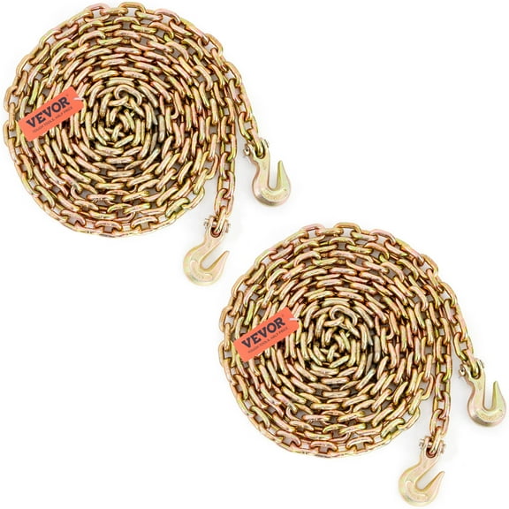 VEVOR Transport Binder Chain, 7100lbs Working Load Limit, 3/8''x20' G80 Tow Chain Tie Down with Grab Hooks, DOT Certified, Galvanized Coating Manganese Steel for Dock Factory Construction Site