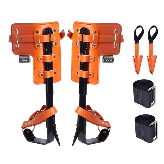 VEVOR Tree Climbing Spikes, 1 Pair Alloy Steel Climbing Spurs, 350lbs Load Capacity Tree Climbing Gear with Straps and Spike Protectors, Arborist Equipment for Climbers, Hunting, Fruit Picking,Orange