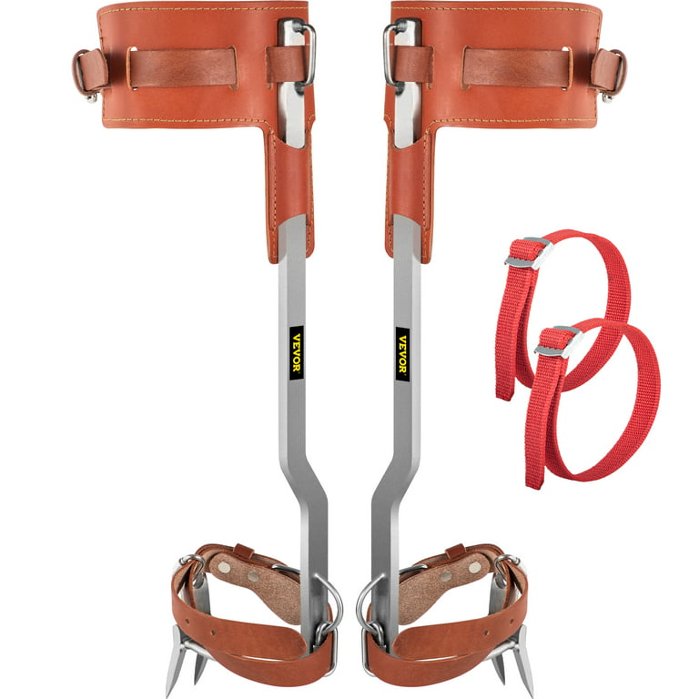 VEVOR Tree Climbing Spikes, 1 Pair Stainless Steel Pole Climbing Spurs,  w/Adjustable Straps and Cow Leather Padding, Arborist Equipment for  Climbers