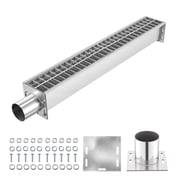 VEVOR Trench Drain, 43.3 x 5.8 x 5.5 in, Linear Drainage Channel with Carbon Steel Grate, 304 Stainless Steel Channel Drain, Premium Outdoor Drainage System for Driveway, Patio, Pool, Garden, Silver