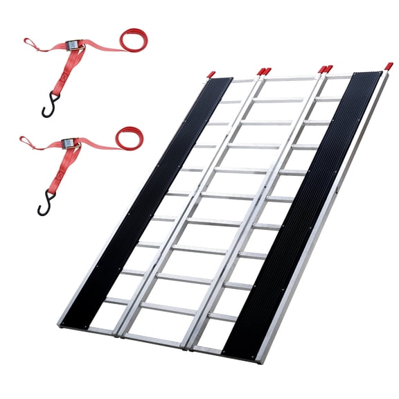VEVOR Tri-Fold Loading Ramp, 85 x 54 in, Non-Slip Aluminum Trailer Ramp with Compact Design, Easy Storage, 1500 Lbs Weight Capacity, for Snowmobiles, ATVs, Tractors, Lawn Mowers, Carts, Motorcycles