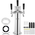 thumbnail image 1 of VEVOR Triple Taps Draft Beer Tower Dispenser, Stainless Steel Keg Beer Tower, Kegerator Tower Kit with Pre-Assembled Tubing and Self-Closing Faucet Shanks for Party, Bar, Pub, Restaurant, 1 of 9